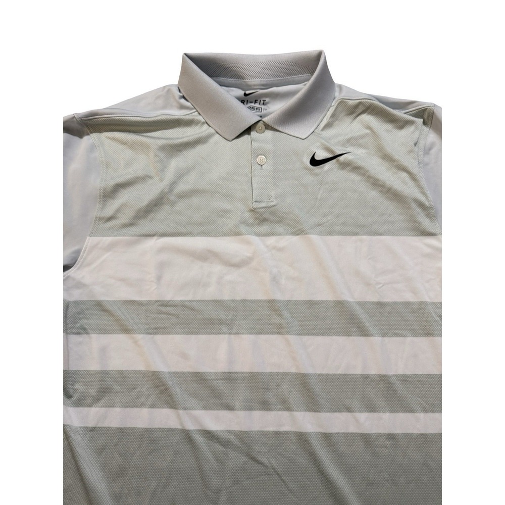 Nike Dri-Fit White Gray Golf Polo Shirt  - New - Medium -$75